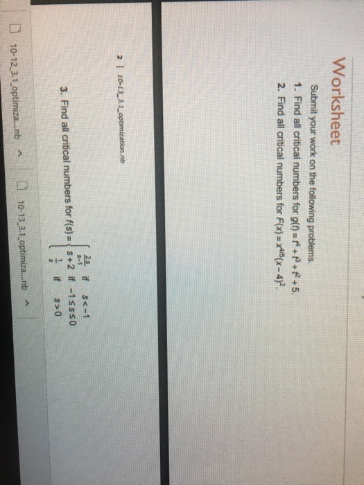Solved Worksheet Submit your work on the following problems. | Chegg.com