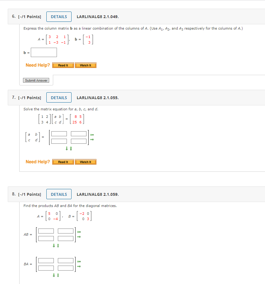 Solved Express The Column Matrix B As A Linear Combination | Chegg.com