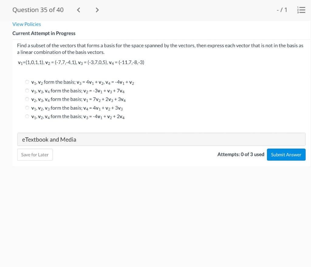 Solved Question 35 of 40 - / 1 III View Policies Current | Chegg.com