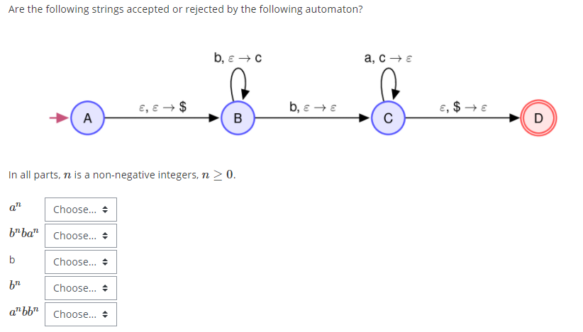 Solved Are the following strings accepted or rejected by the | Chegg.com