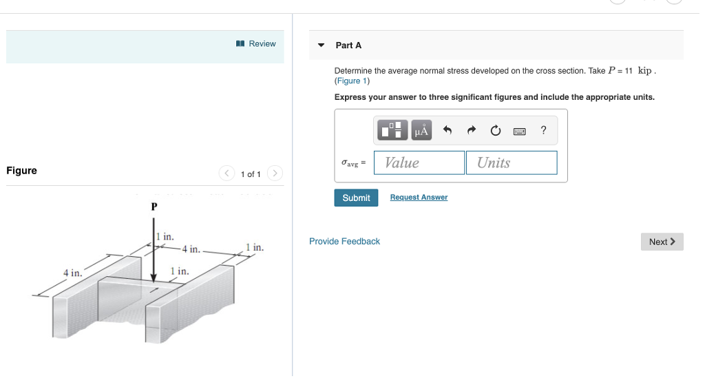 Solved Review Part A Determine the average normal stress | Chegg.com