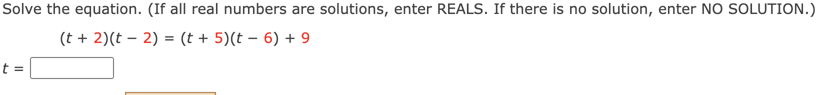 Solved Solve the equation. (If all real numbers are | Chegg.com