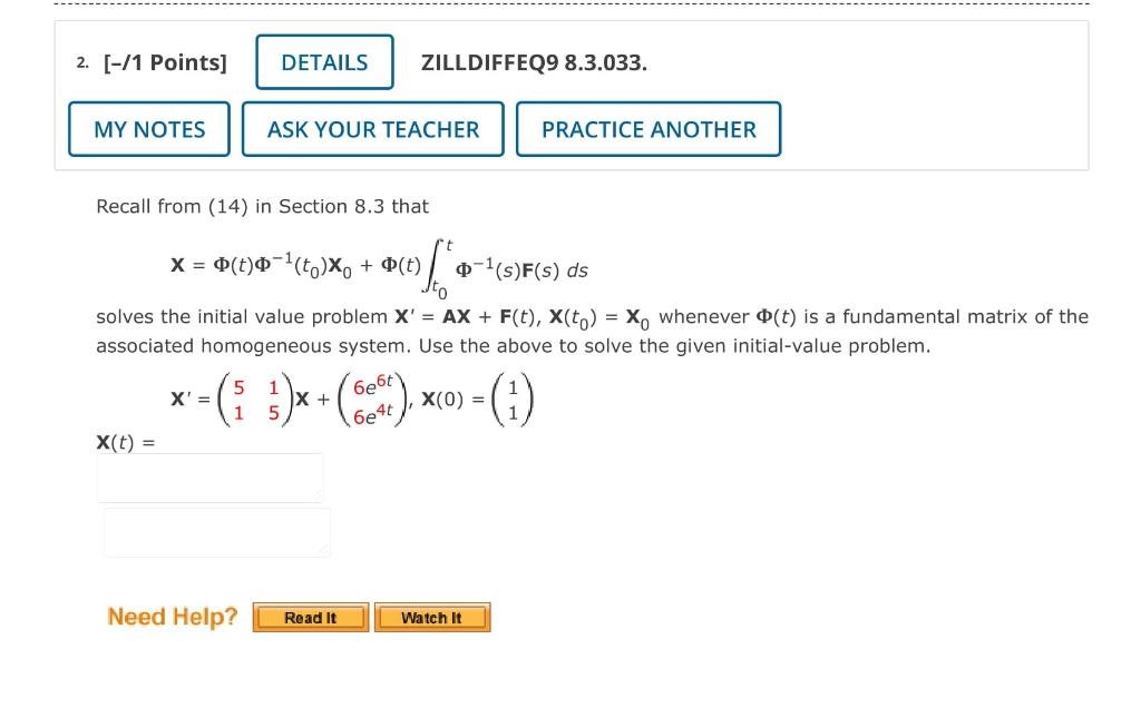 Solved 2 11 Points Details Zilldiffeq9 8 3 033 My Notes Chegg Com