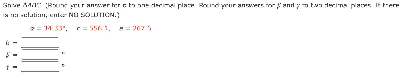 Solved Solve ABC. (Round your answer for b to one decimal | Chegg.com