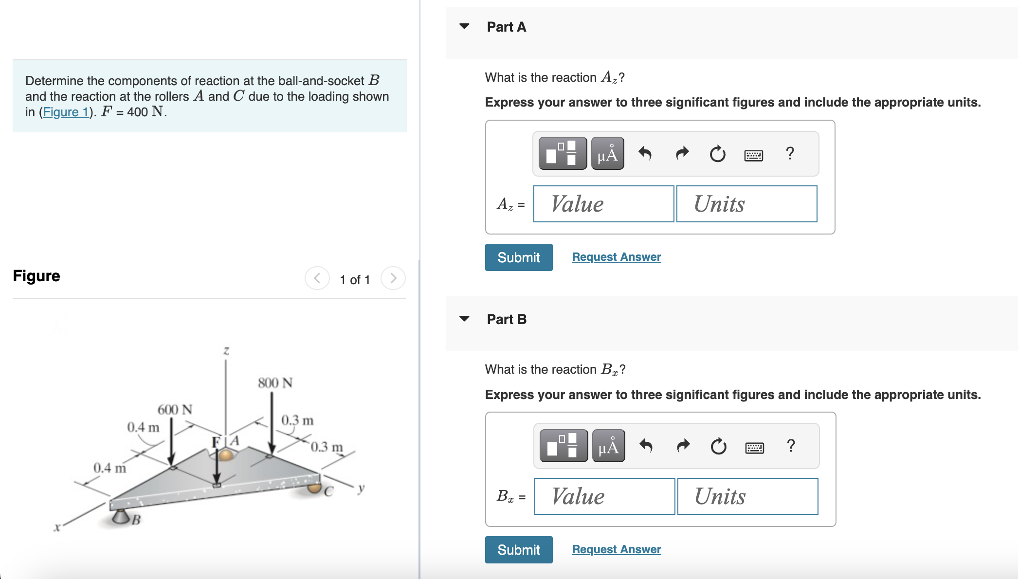 Solved Determine The Components Of Reaction At The | Chegg.com