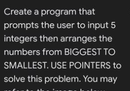 Create a program that prompts the user to input 5 | Chegg.com