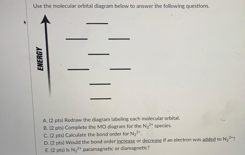 Solved Use the molecular orbital diagram below to answer the | Chegg.com
