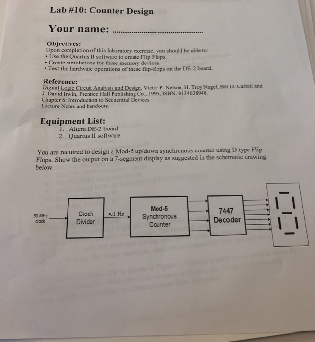 Solved Lab #10: Counter Design Your name:. Objectives: Upon | Chegg.com