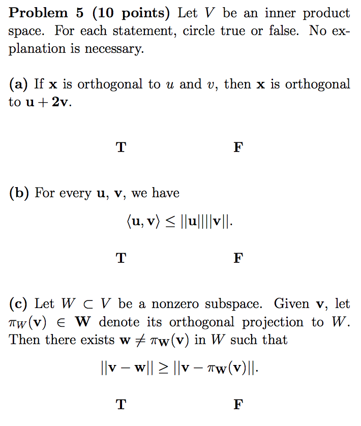 Solved Problem 5 (10 points) Let V be an inner product | Chegg.com