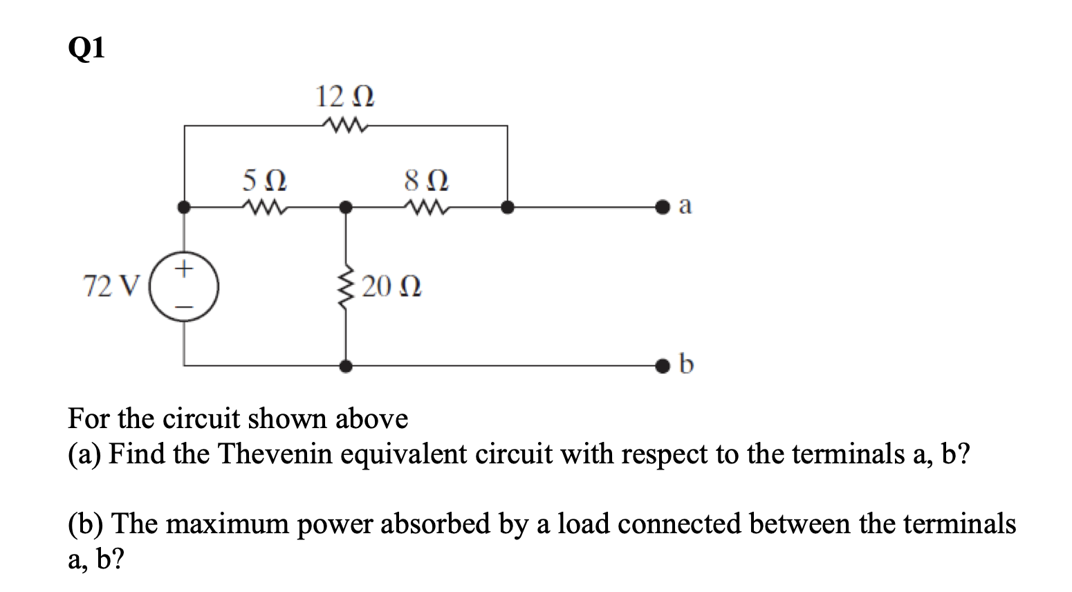 Solved For the circuit shown above (a) Find the Thevenin | Chegg.com