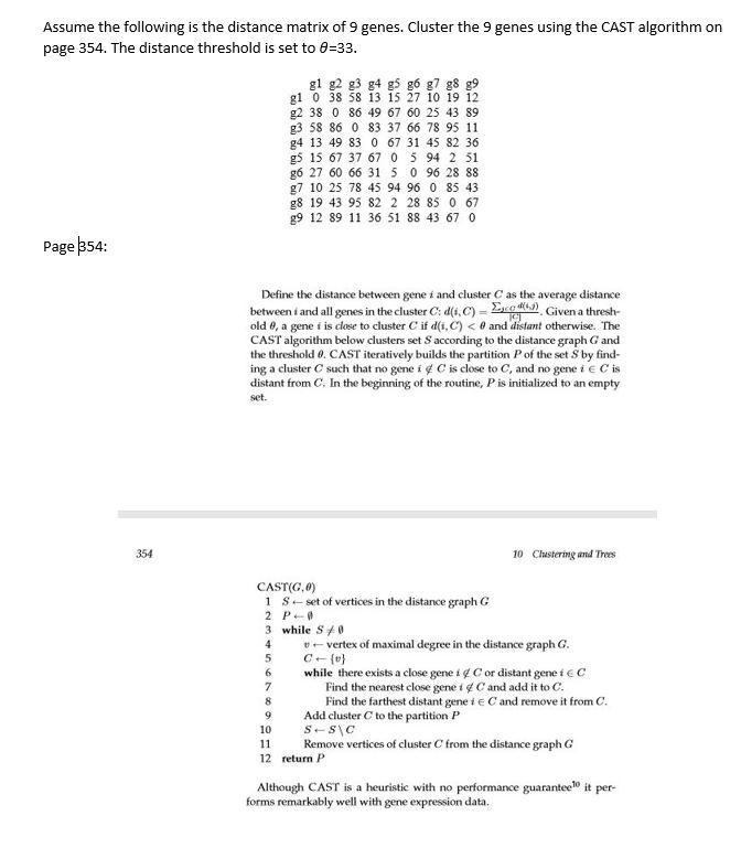 Solved Assume the following is the distance matrix of 9 | Chegg.com