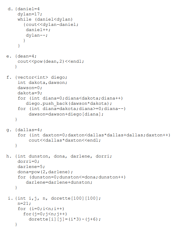 Solved For each of the blocks of code shown below, indicate | Chegg.com