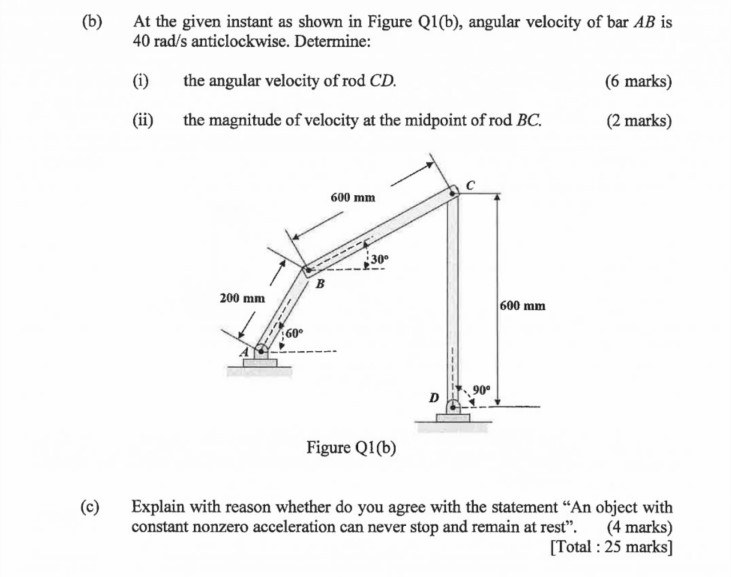 Solved PLS HELP(b) ﻿At The Given Instant As Shown In Figure | Chegg.com