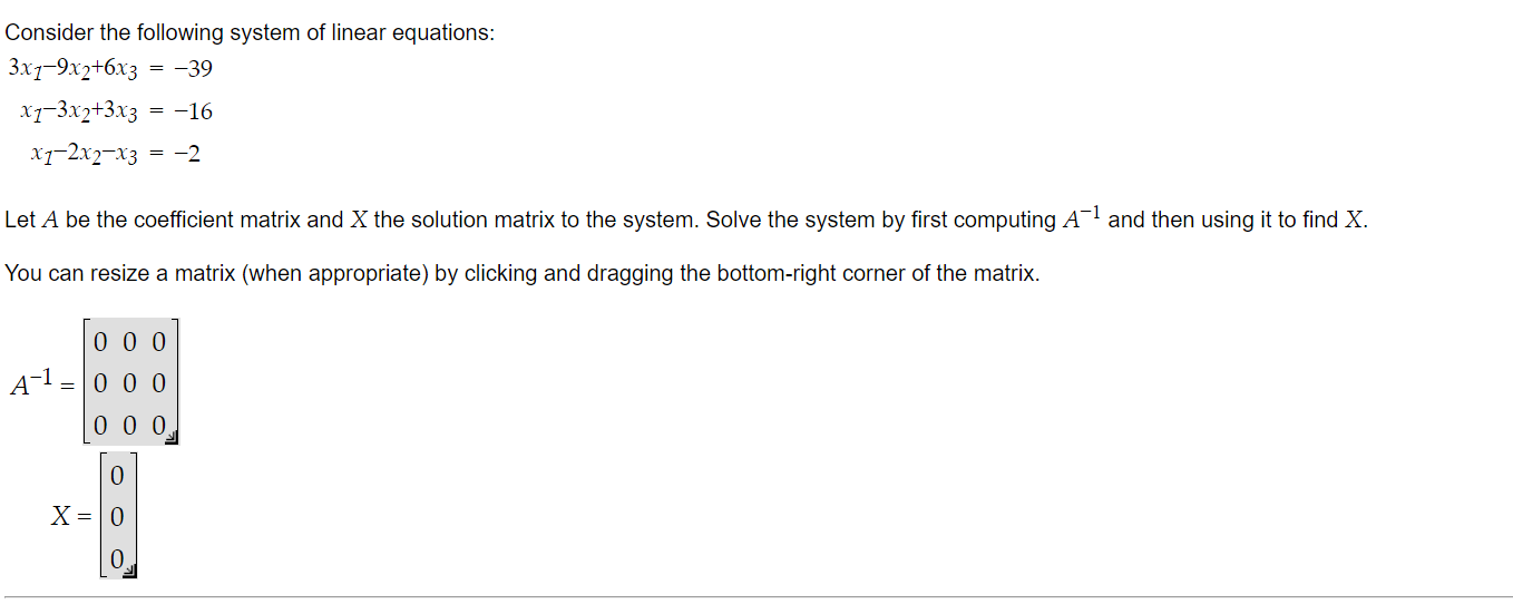 Solved Consider the following system of linear | Chegg.com