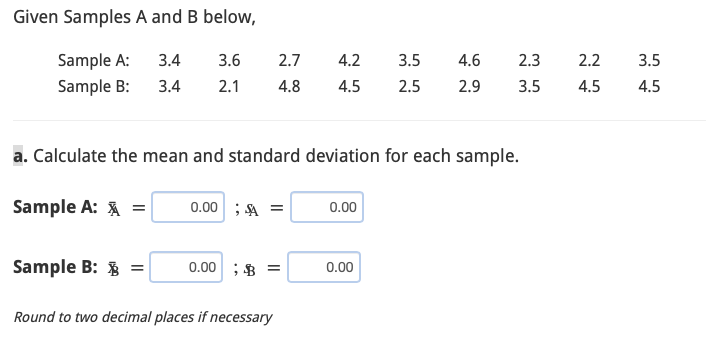 Given Samples A And B Below, A. Calculate The Mean | Chegg.com