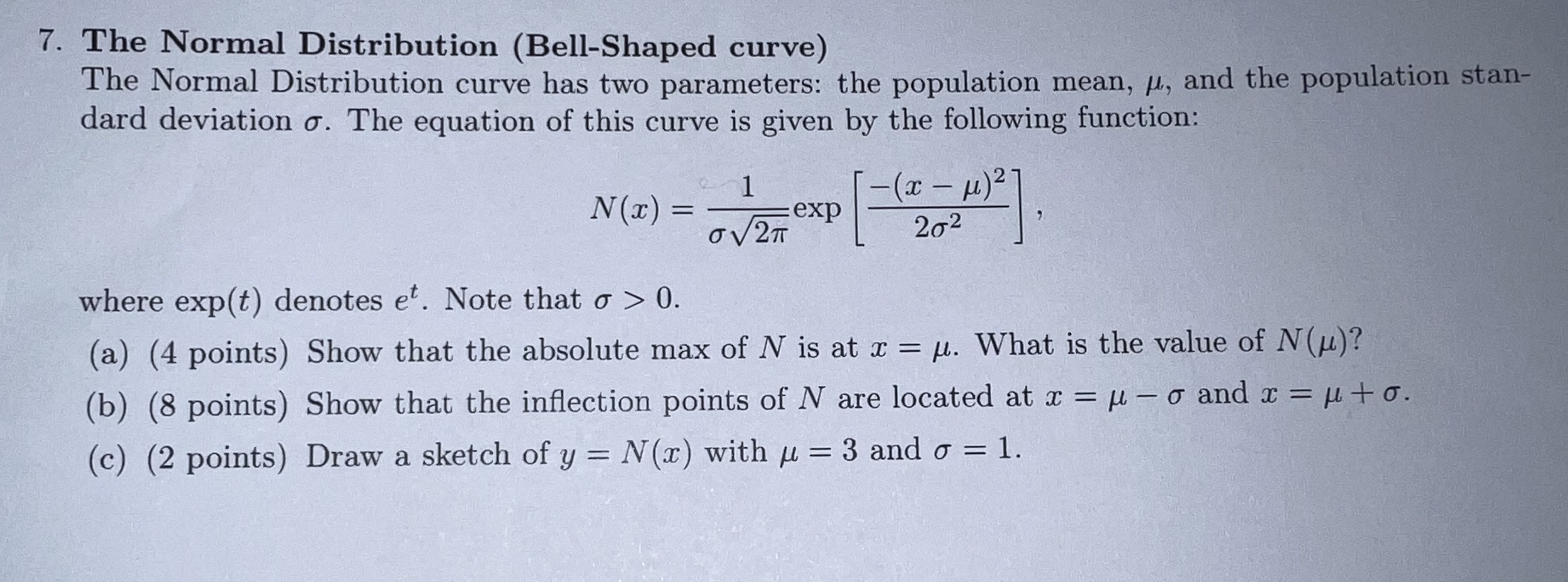 Solved Normal distribution (a) ﻿Show that the absolut max of | Chegg.com