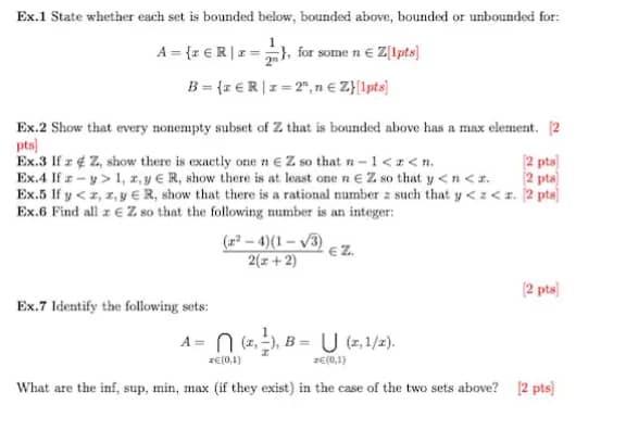 Solved Ex 1 State Whether Each Set Is Bounded Below Bounded Chegg