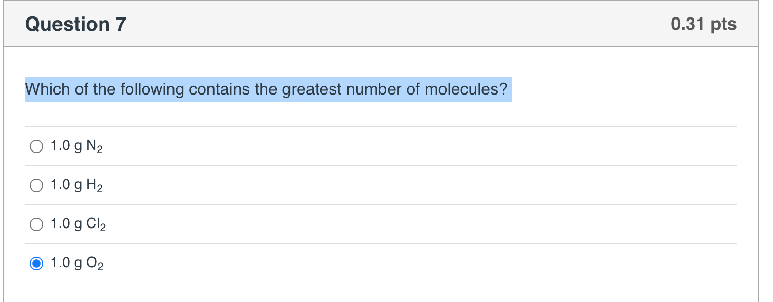 which of the following molecules contains the greatest number of elements