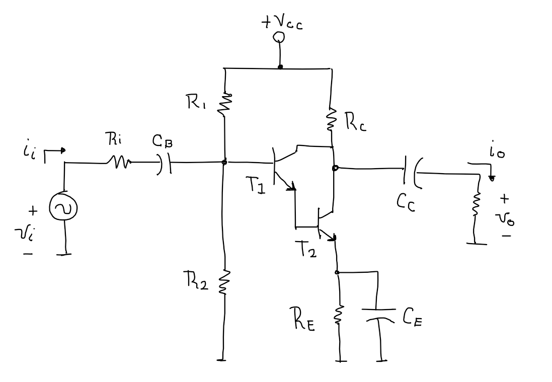 Solved For the circuit with two BJT transistors, Circuit Diagram