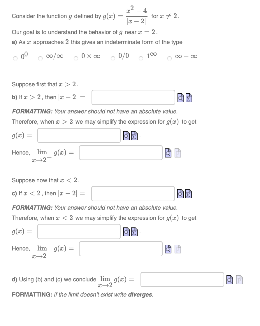 Solved x2 - 4 Consider the function g defined by g(2) for x | Chegg.com