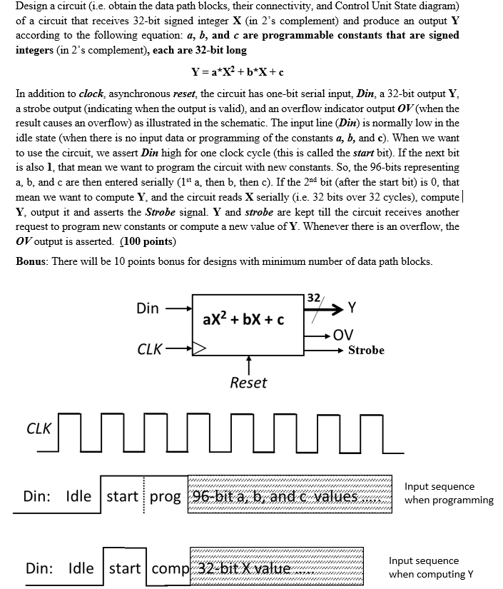 Design a circuit (i.e. obtain the data path blocks, | Chegg.com