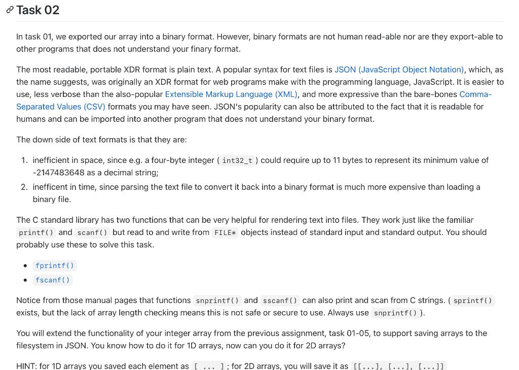 Solved Task 02 In task 01, we exported our array into a | Chegg.com