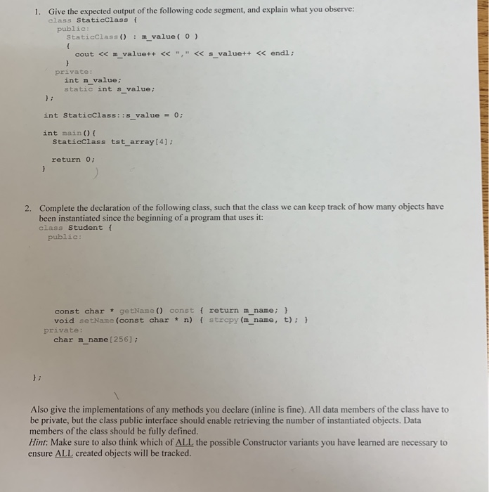 Solved Give the expected output of the following code | Chegg.com