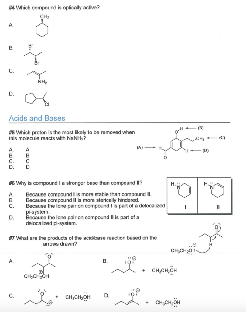 Solved 4 Which Compound Is Optically Active Ch3 A В Br