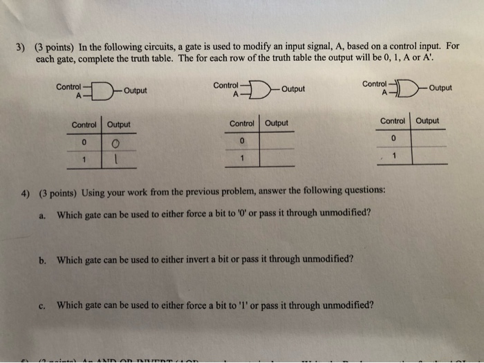 Solved 3) (3 points) In the following circuits, a gate is | Chegg.com