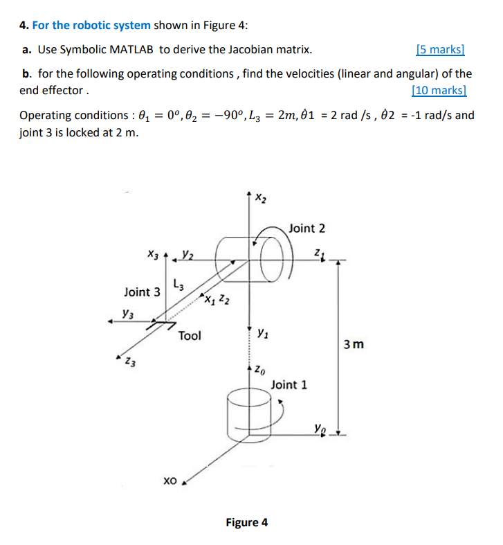 Solved 4. For the robotic system shown in Figure 4: a. Use | Chegg.com