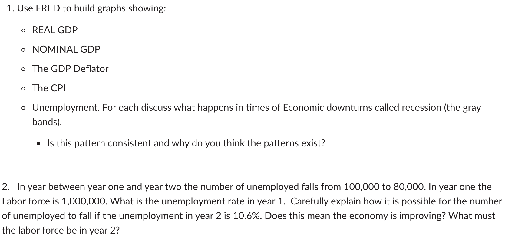 Solved 1 Use FRED To Build Graphs Showing O REAL GDP O Chegg Com   Php5FeCPH