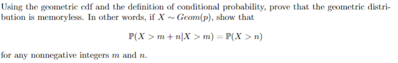 Solved Using the geometric cdf and the definition of | Chegg.com