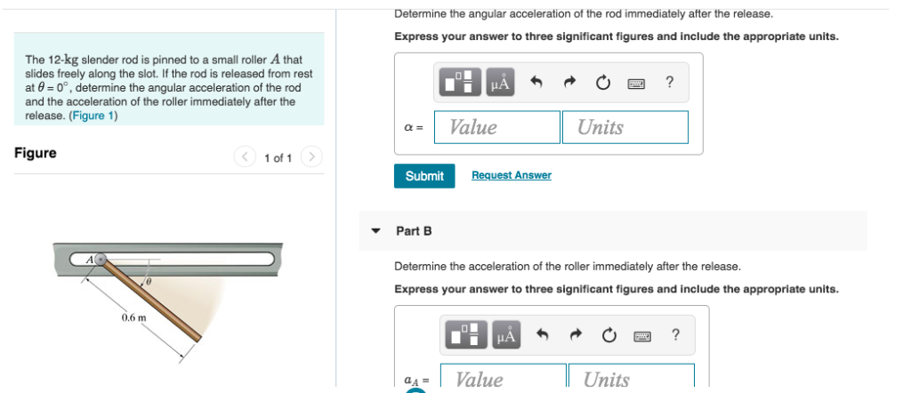 Solved Determine the angular acceleration of the rod | Chegg.com