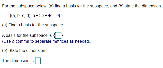 Solved For The Subspace Below, (a) Find A Basis For The | Chegg.com