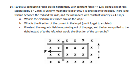 Solved 14. (10 Pts) A Conducting Rod Is Pulled Horizontally | Chegg.com