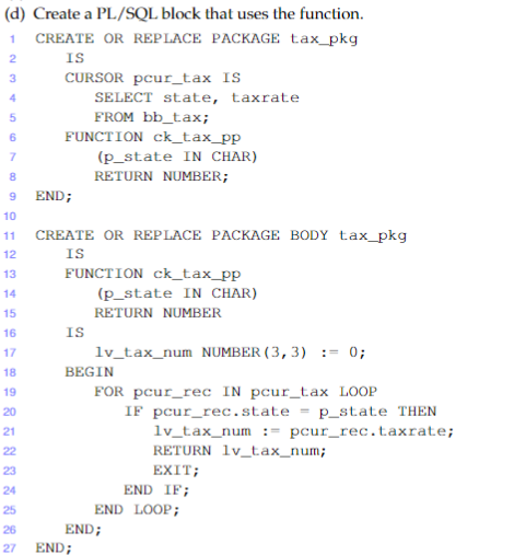 2 3 4 (d) Create a PL/SQL block that uses the | Chegg.com
