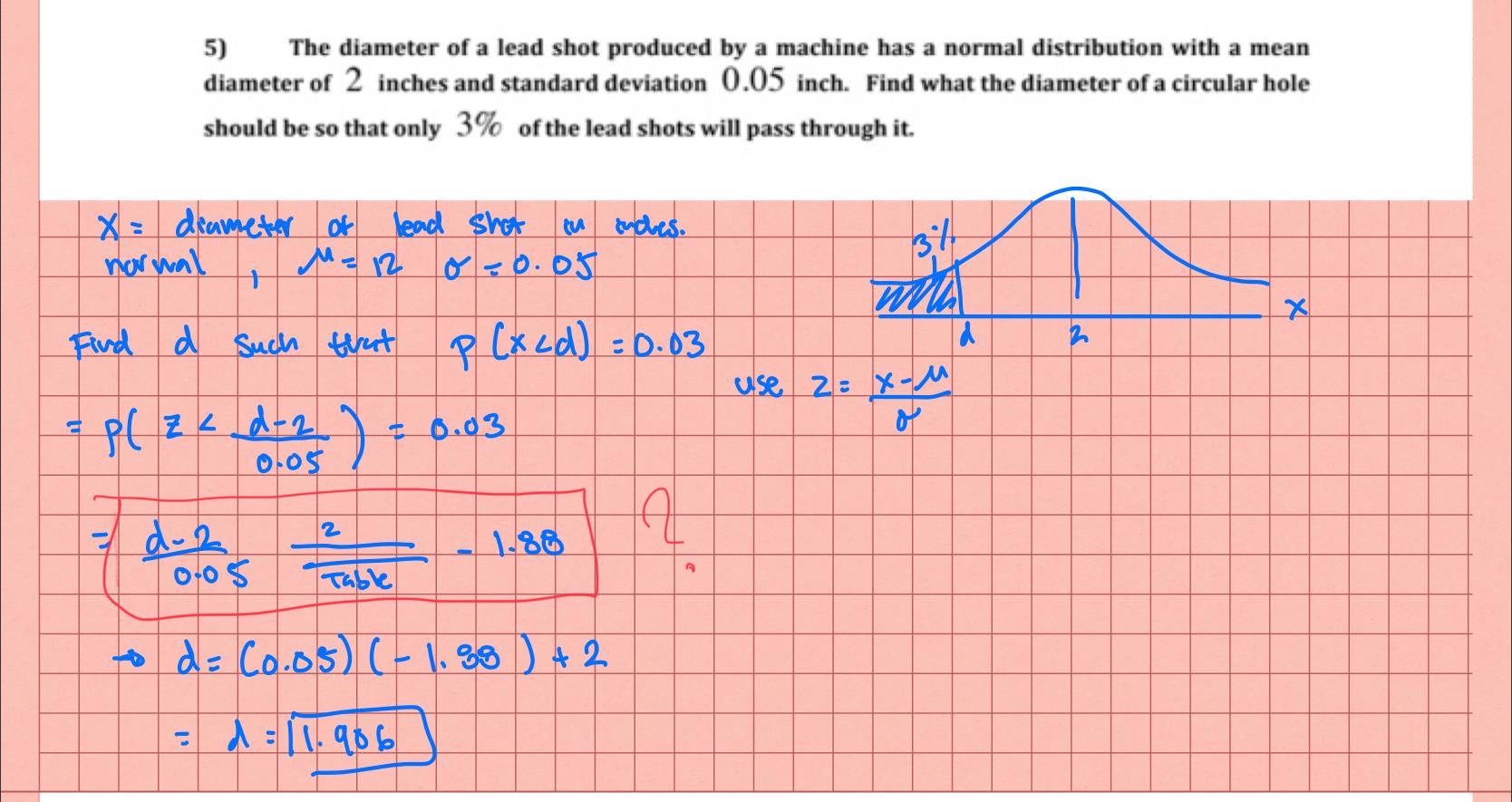 Solved 5) The diameter of a lead shot produced by a machine | Chegg.com