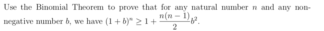 Solved Use the Binomial Theorem to prove that for any | Chegg.com
