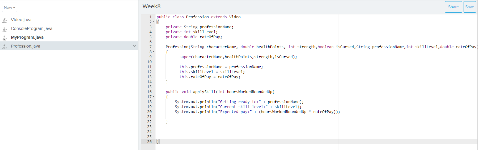 Solved PE Sandbox My Section Practice New + Week8 Video.java | Chegg.com