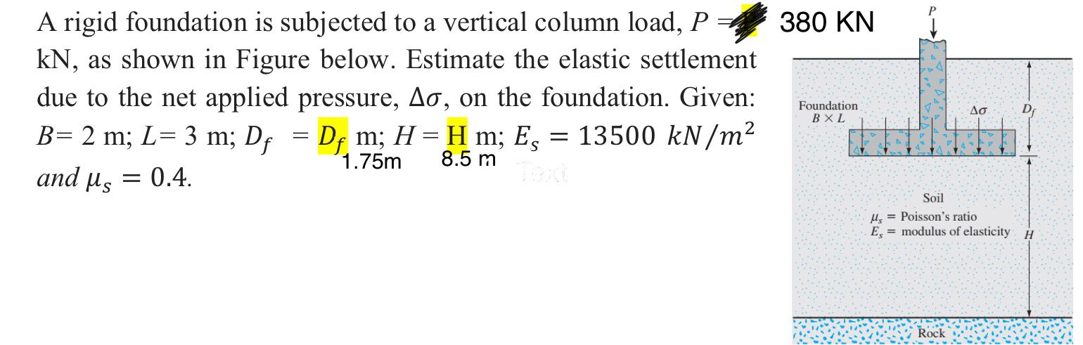 Solved 380 KN A rigid foundation is subjected to a vertical | Chegg.com