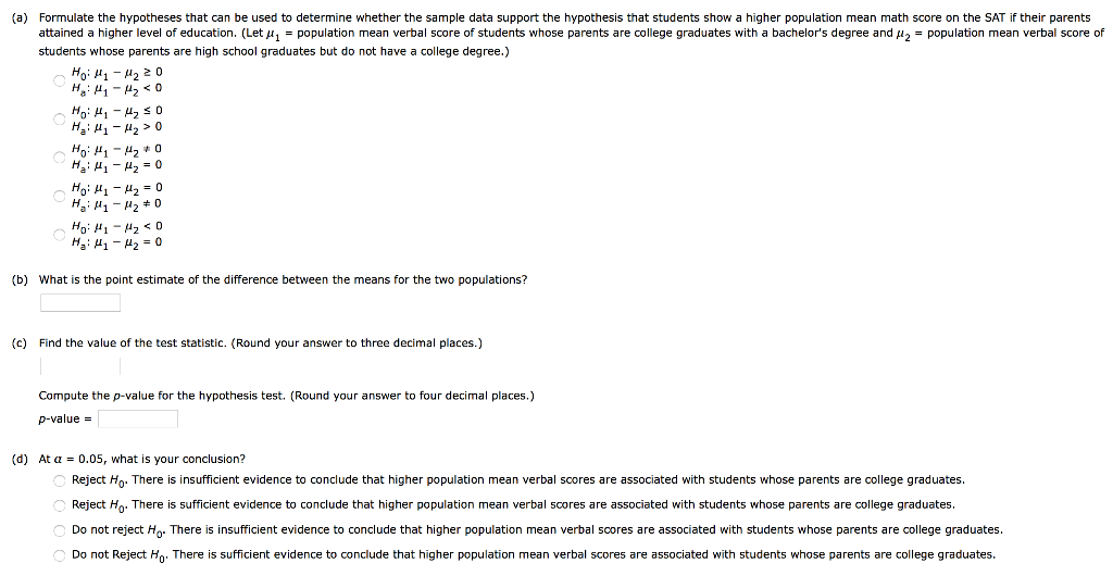 Answered: The College Board provided comparisons…