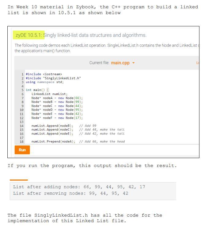Solved In Week 10 material in Zybook, the C++ program to | Chegg.com