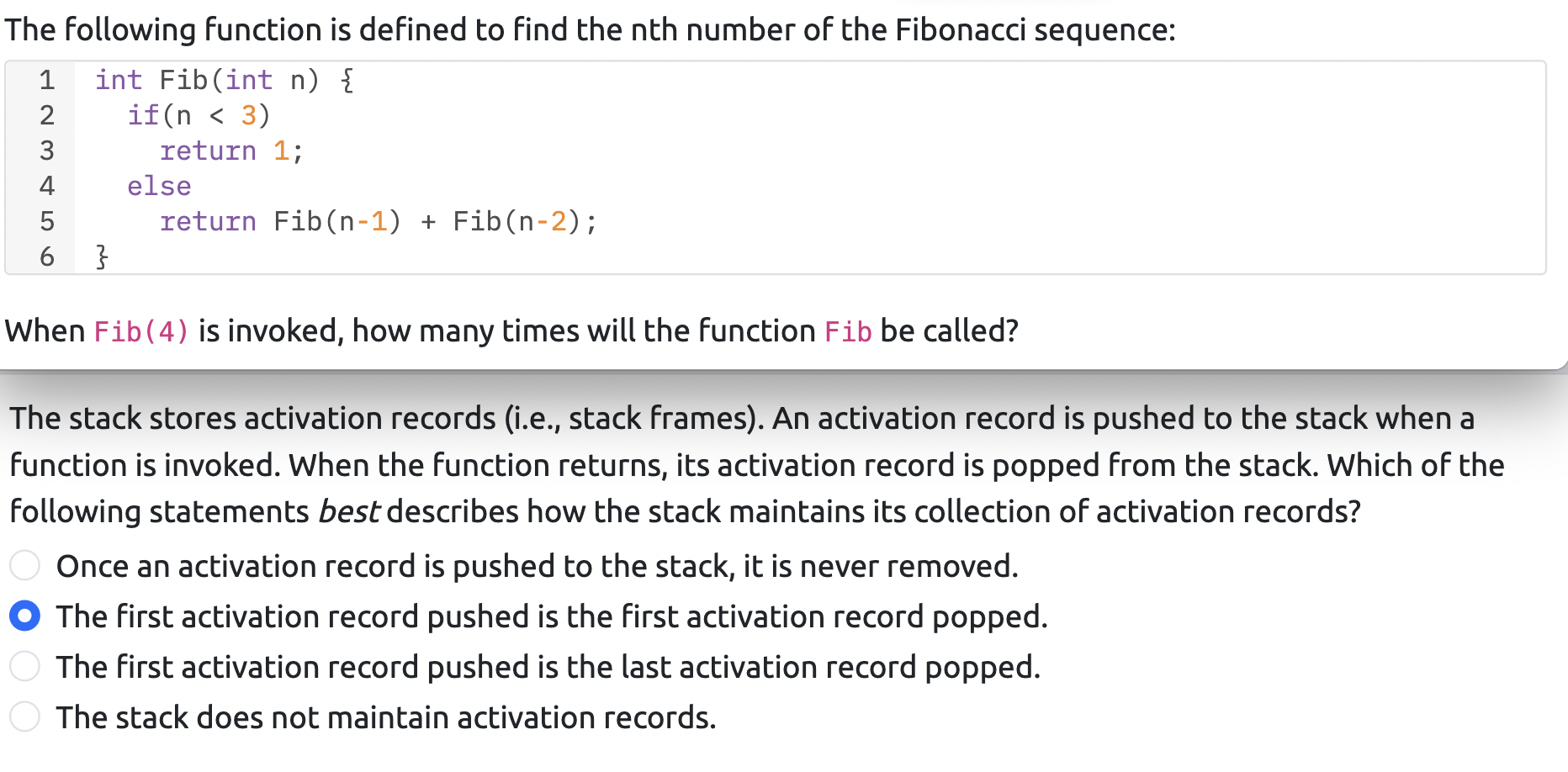 Solved The following function is defined to find the nth | Chegg.com