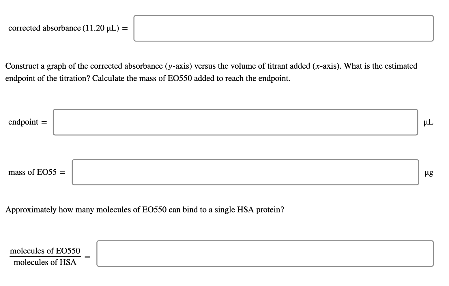 Solved A researcher performed a spectrophotometric titration | Chegg.com