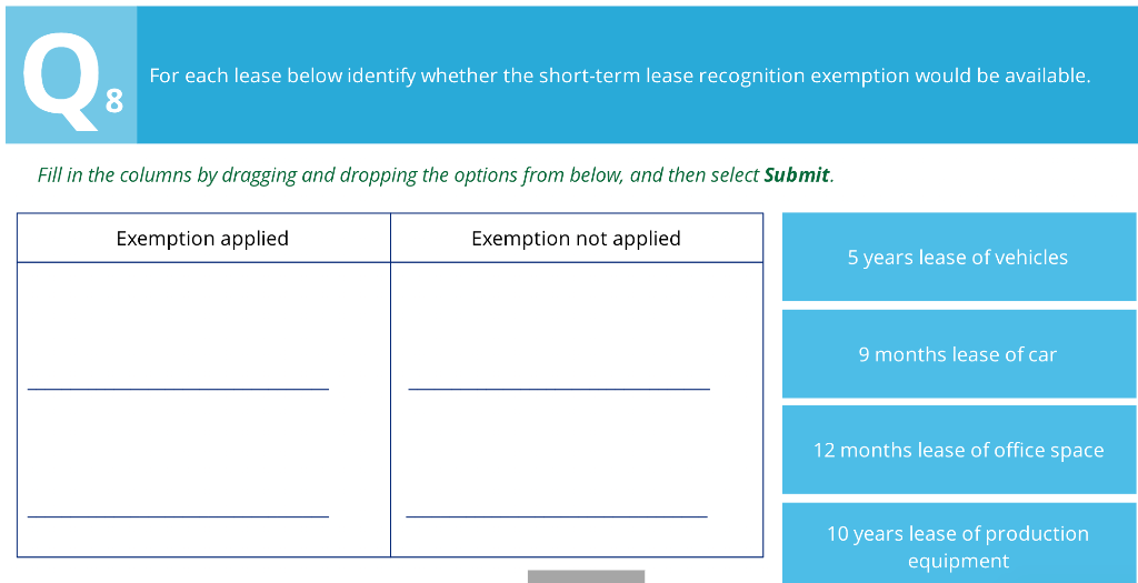 Solved For each lease below identify whether the short-term 