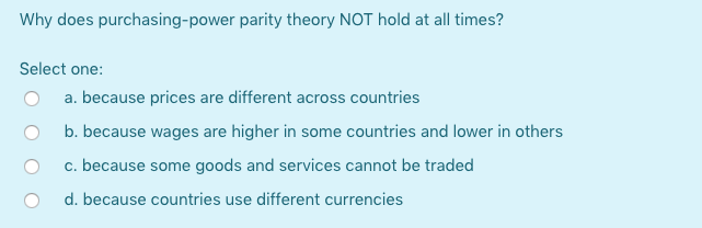 Why Does Purchasing Power Parity Theory Not Hold At Chegg Com