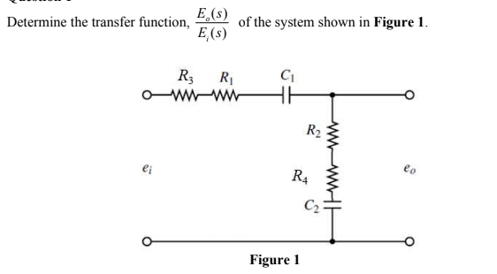 Solved Determine the transfer function, E,(s) E(S) of the | Chegg.com