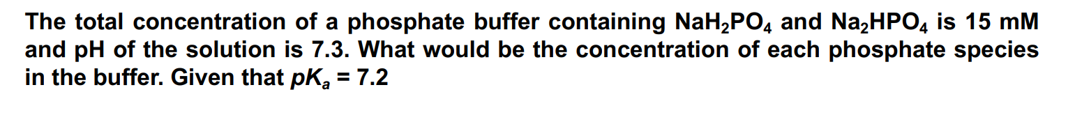 Solved The total concentration of a phosphate buffer | Chegg.com