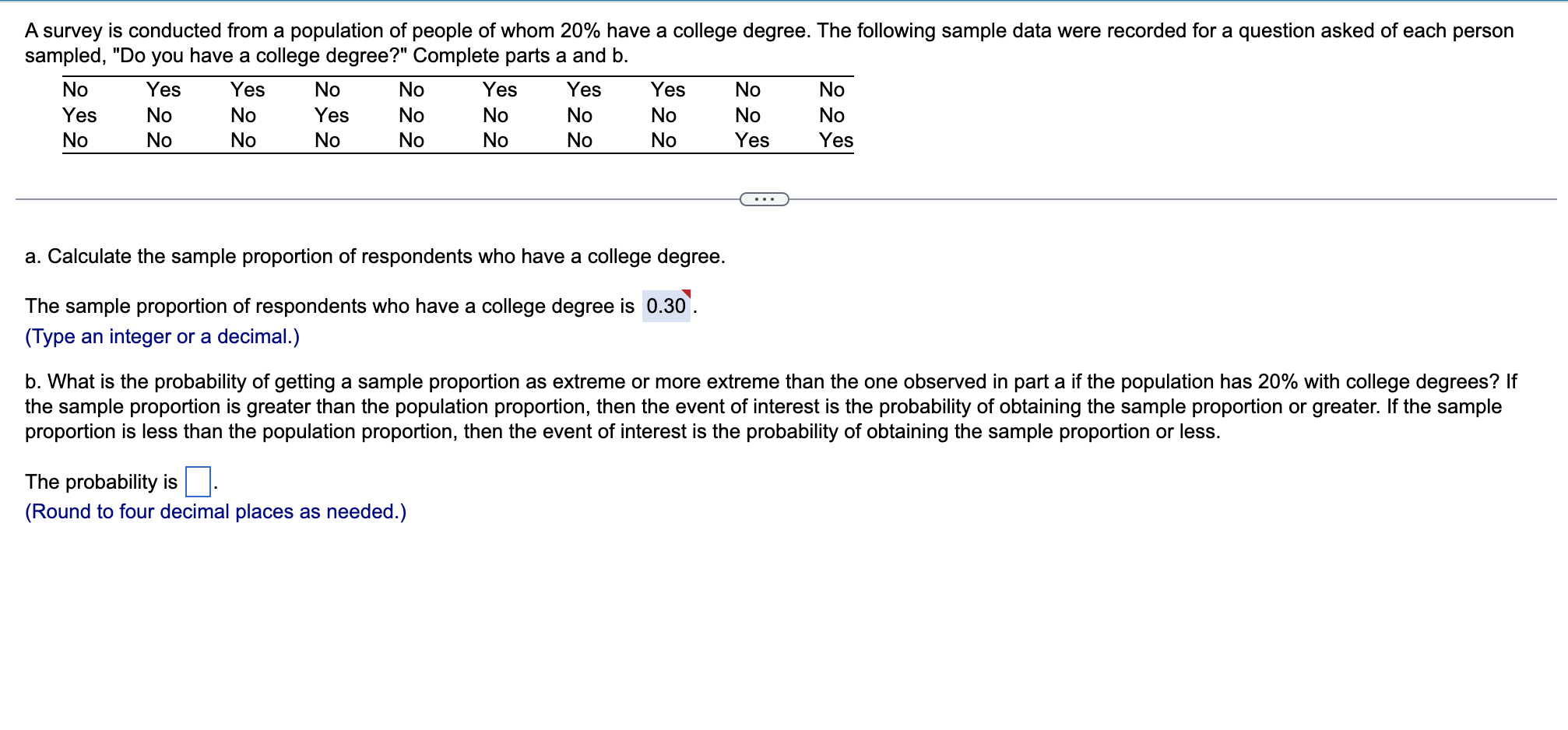 Solved a. Calculate the sample proportion of respondents who | Chegg.com