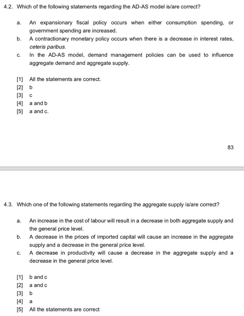 Solved 4.2. Which of the following statements regarding the | Chegg.com